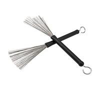 Yootones - 1 paio di spazzole retrattili con setole metalliche, comode maniglie in gomma, per rock band, musica country, folk, batteristi (nero)