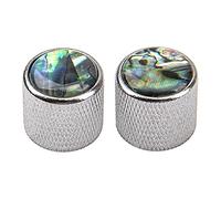 Yootones 2 manopole a cupola per chitarra in abalone, compatibili con chitarra elettrica o basso (argento)