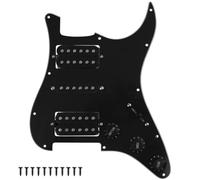 Yootones Battipenna precablato a 3 strati HSH a 11 fori con Alnico 5 Humbucker (2) single-coil (1) pickup compatibile con chitarra Stratocaster Fender Squier (nero)