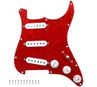 Yootones Battipenna precablato SSS a 11 fori a 3 strati con pickup a bobina singola, compatibile con chitarra elettrica Stratocaster Squier USA/Messico (rosso perlato)