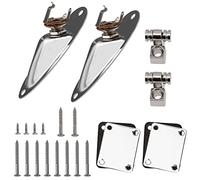 Yootones Guide per albero delle corde per chitarra, piastra per presa jack caricata e piastra per il collo, compatibile con chitarre elettriche Strat Stratocaster Tele Telecaster (argento)