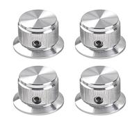 Yootones - Manopola di controllo del potenziometro in lega di alluminio, 4 pezzi, compatibile con chitarra elettrica, basso tipo a vite (argento)