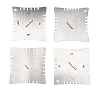 Yootones - Set di 4 strumenti di misurazione per chitarra in acciaio inox, con raggio dentellato, per tastiera e tastiera, compatibile con basso elettrico, chitarra acustica e basso (argento)