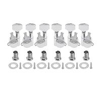 Yootones - Set di 6 testine per chitarra in metallo, 3L3R, per sintonizzatori per chiavi e sintonizzatori compatibili con Stratocaster Telecaster per chitarre elettriche o acustiche (argento)