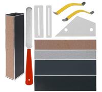Yootones Set di strumenti per liutaio, lima per coronazione dei tasti, livellamento dei tasti, fascio di livellamento dei tasti, protezioni per tastiera e carte abrasive, per chitarra e basso