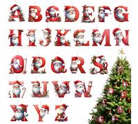 Yooyan 26 decorazioni a forma di lettere, per albero di Natale, decorazione da appendere in acrilico 2D, monogramma personalizzato, design di Babbo Natale, per fai da te, artigianato, decorazione per