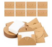 Yooyan - 30 buste mini con 30 carte bianche, piccolo busta con chiusura a cuore, piccole buste mini con carta per biglietti di ringraziamento fai-da-te, biglietti di auguri, biglietti di compleanno