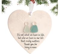 Yooyan Decorazione dell'amicizia a forma di cuore in vetro di mare, decorazione a forma di cuore per albero di Natale, senza tempo, a forma di cuore dell'amicizia come souvenir, adatta come regalo ad