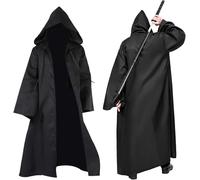 Yooyan Mantello con cappuccio, mantello nero per adulti, cappotto per Halloween, Natale, Carnevale, costume da vampiro, costume da cosplay, mantello con cappuccio, tunica uniforme con cappuccio