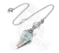 Yooyan Resina acquamarina Pendulum Gemma Pendolo Cristallo Pendolo Ametista, Pietre curative Ciondolo Cono Naturale Cristallo Curativo per Stregoneria Cerimonia, Divinazione, Regali Esoterici
