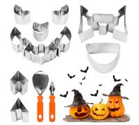 Yooyan Set di 12 coltelli da intaglio per zucca di Halloween, in acciaio inox, per intagliare la zucca, set fai da te per bambini, adulti, utensili da intaglio per la decorazione della famiglia