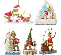 YOOYEH Decorazione di Natale con il Grinch, 5PCS Cappello da Babbo Natale Divertente Ornamento di Babbo Natale Decorativo Ornamenti di Natale per Feste Regali (5 pezzi)