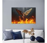 Yooyu Angelo e Demone che si abbracciano Dipinti su tela Fuoco dell'inferno Poster e stampe Immagini di arte della parete per soggiorno Decorazioni per la casa 21x30 cm (8x12 pollici) con cornice