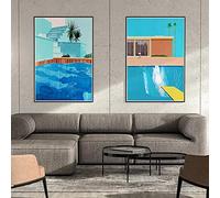 Yooyu David Hockney Quadro su Tela Bigger Splash Piscina Poster e Stampe Wall Art Picture for Living Room Wall Decor 60x90cm(24x35in) x2 Senza Cornice