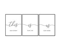 Yooyu Minimalista Nero Bianco Tela Pittura This Is Us Our Life Our Story Our Home Poster and Print Wall Art Picture Home Decor 50x75cmx3 Senza cornice