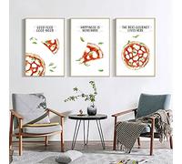 Yooyu Stampe su tela Pizza italiana Acquerello Poster Pittura Buon cibo Citazione Immagini Cucina Sala da pranzo Wall Art Home Decor 60x90cm(24x35in) x3 Senza Cornice