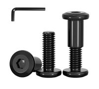 YOOZIYA 10 Pezzi Viti di Collegamento M8x25mm in Acciaio Inox A2 V2A 304,Nero Viti Chicago a Testa Piatta con Dado a Manicotto e Chiave Esagonale per Assemblaggio Mobili e Rilegatura Libri