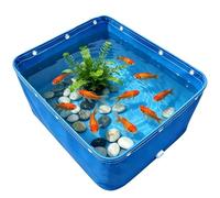Yopappol Acquario Portatile in Tela Blu, Serbatoio d'Acqua Pieghevole con Valvola di Scarico per Piscina Koi All'aperto E Uso Agricolo, Laghetto per Acquacoltura Fuori Terra Durevole(4x3x1.2m)