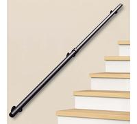 Yopappol - Corrimano rotondo nero in ferro battuto, 200 cm, antiscivolo, per interni/esterni, per casa, villa, loft, durevole, soluzione di sicurezza elegante per s