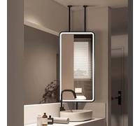 Yopappol Specchio da soffitto 40x60cm 50x70cm Specchio da parete rettangolare con specchietti da toeletta illuminati a LED, specchi decorativi con cornice in metallo sospeso per bagno(50cmx60cm)