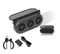 Yopeissn Ventilatore Scarico per Auto Ad Energia Solare Ventola Raffreddamento per Auto Elettrica 3 Teste Ventilatore per Finestra Ricarica USB Radiatore per Anteriore Posteriore A
