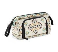 Yopersonalizes Astuccio grande per ragazze e ragazzi azteco zigzag astuccio per scuola secondaria cancelleria ufficio astuccio organizzato per bambini adolescenti studenti donne, Multicolore