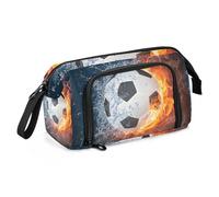 Yopersonalizes Astuccio grande per ragazze e ragazzi con fulmini di calcio, per scuola secondaria, cancelleria per ufficio, astuccio organizzato per bambini, adolescenti, studenti e donne, Multicolore