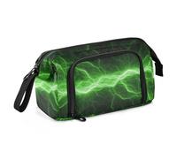 Yopersonalizes Astuccio grande per ragazze e ragazzi, con fulmini verdi, per scuola secondaria, cancelleria per ufficio, astuccio organizzato per bambini, adolescenti, studenti e donne, Multicolore