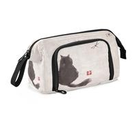 Yopersonalizes Astuccio grande per ragazze e ragazzi con gatto dipinto cinese, per scuola secondaria, cancelleria per ufficio, astuccio organizzato per bambini, adolescenti, studenti e donne