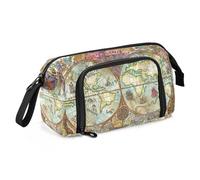 Yopersonalizes Astuccio grande per ragazze e ragazzi, con mappa del mondo, per scuola secondaria, cancelleria per ufficio, astuccio organizzato per bambini, adolescenti, studenti e donne, Multicolore