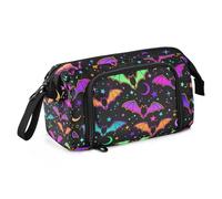 Yopersonalizes Astuccio grande per ragazze e ragazzi, con pipistrelli magici, per la scuola secondaria, cancelleria per ufficio, astuccio organizzato per bambini, adolescenti, studenti e donne