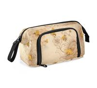 Yopersonalizes Astuccio grande per ragazze e ragazzi, vintage, con girasole e ape, per scuola secondaria, cancelleria per ufficio, astuccio organizzato per bambini, adolescenti, studenti e donne