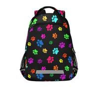 Yopersonalizes Zaino per ragazzi e ragazze, colorato con stampa di zampe di cane per bambini, per scuola elementare, media, secondaria, libreria, zaino per adolescenti