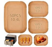 YOPEUC 150 Pezzi Carta Forno per Friggitrice Ad Aria,Fogli Carta Forno Rettangolare Food Grade BPA Free,Vassoi Carta Friggitrice Ad Aria Ad Aria per Friggitrice Ad Aaria Ninja Foodi FlexDrawer