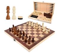 YOPEUC 3 in 1 Tavola Scacchi da Viaggio Pieghevole, 29x29cm Scacchiera Portatile Scacchi Legno, Scacchiera Professionale da Gioco per Adulti Bambini All'aperto Festa Scacchis e Dama
