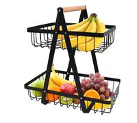 YOPEUC Bianco Porta Frutta a Piani, Nero Portafrutta a Ripiani, Portafrutta a Ripiani Moderno, Cesto Portafruttas a 2 Livelli, Ortaoggetti Staccabile per Verdure, Portafruttas
