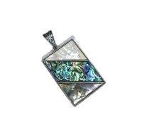 YOPI Abalone Shell Colorful Rectangular Pendant Necklace - Stylish Sweater Chain Accessory(C10640-1)