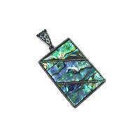 YOPI Abalone Shell Colorful Rectangular Pendant Necklace - Stylish Sweater Chain Accessory(C10640)