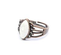 YOPI Anello cavo in pietra naturale con opale bianco e turchese antico - Gioielli regolabili in stile bohémien(Whiteturquoise)