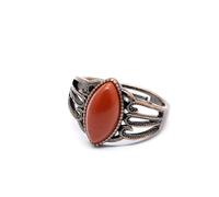 YOPI Anello cavo in pietra naturale con opale bianco e turchese antico - Gioielli regolabili in stile bohémien(Redstone)