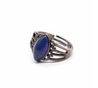 YOPI Anello cavo in pietra naturale con opale bianco e turchese antico - Gioielli regolabili in stile bohémien(Lapislazuli)