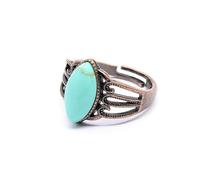 YOPI Anello cavo in pietra naturale con opale bianco e turchese antico - Gioielli regolabili in stile bohémien(Turquoise)
