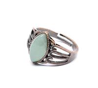 YOPI Anello cavo in pietra naturale con opale bianco e turchese antico - Gioielli regolabili in stile bohémien(Aventurine)