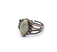 YOPI Anello cavo in pietra naturale con opale bianco e turchese antico - Gioielli regolabili in stile bohémien(Labradorite)