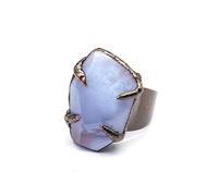 YOPI Anello in pietra naturale a forma di uovo con agata viola amorfa e pietra del sole - Gioielli artigianali unici(PurpleAgate)