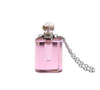 YOPI Aromatherapy Square Flat Column Essential Oil Bottle - Colored Crystal Pendant Necklace for Diffusing Fragrance(Pink)