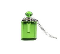 YOPI Aromatherapy Square Flat Column Essential Oil Bottle - Colored Crystal Pendant Necklace for Diffusing Fragrance(Green)