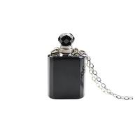 YOPI Aromatherapy Square Flat Column Essential Oil Bottle - Colored Crystal Pendant Necklace for Diffusing Fragrance(Black)