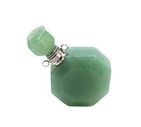 YOPI Bottiglia di Profumo in Pietra di Cristallo Poligonale - Gioiello con Ciondolo in Acciaio Inossidabile for Olio Essenziale(Whitekgreenaventurine)