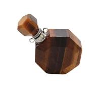 YOPI Bottiglia di Profumo in Pietra di Cristallo Poligonale - Gioiello con Ciondolo in Acciaio Inossidabile for Olio Essenziale(Whitektigereyestone)